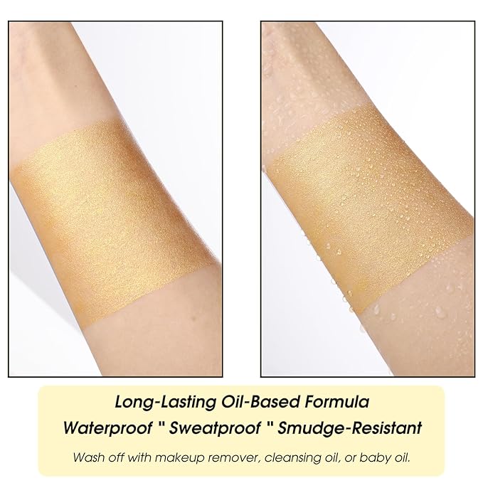 BOBISUKA Gold Face Paint Stick, Oil-Based Body Paint Stick for Halloween SFX Cosplay Costume Parties, Long-Lasting Metallic Color for Goddess Statue Looks