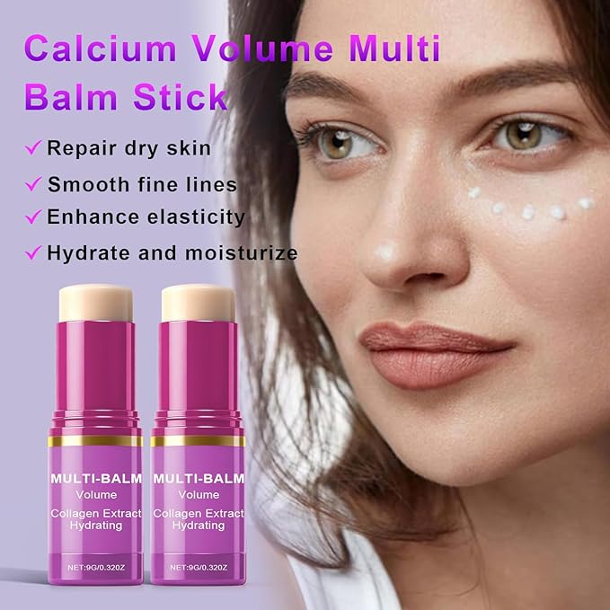2 PCS Multi Balm, Volume Multi Balm Stick, Collagen Moisturizing Stick for Face, Eyes, Neck, Lips, Hydrating And Firming Skin, For Most Skin Types,Purple