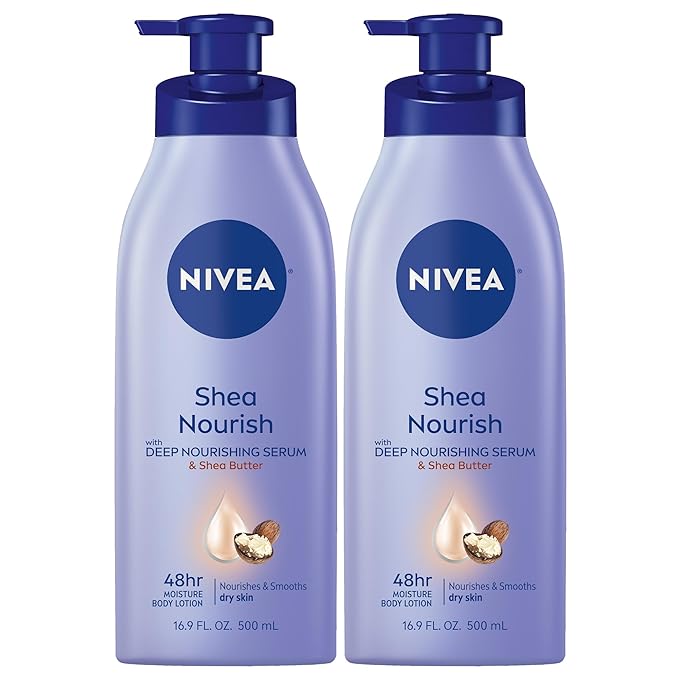 NIVEA Smooth Daily Moisture Body Lotion, Shea Butter 16.9 oz (Pack of 2)