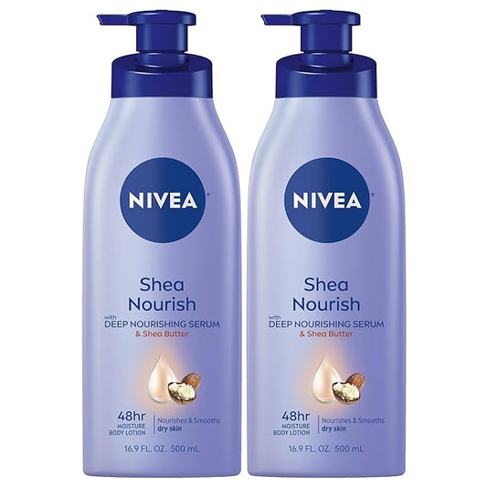 NIVEA Smooth Daily Moisture Body Lotion, Shea Butter 16.9 oz (Pack of 2)