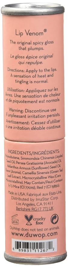 DuWop Cosmetics Original Lip Venom - Lip Plumping Gloss to Plump and Moisturize, Pink (1-Pack)