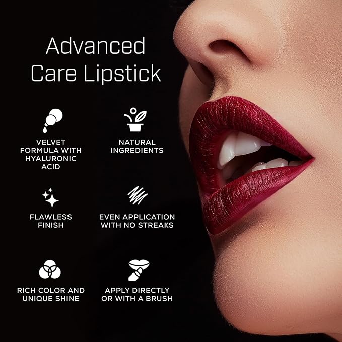 Radiant Professional Advanced Care Lipstick - Ultra Nourishing, Moisturizing Long Lasting Matte Lipstick With Vitamin E- UVA UVB Filters - VELVET (25 DARK WINE)