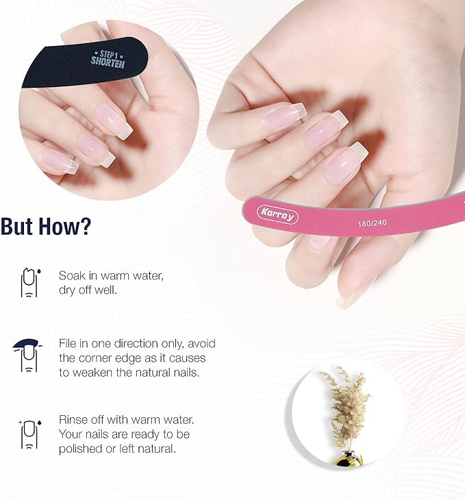 Karroy Nail File 20pcs Dual Sided Nail Files for Natural Nails Emery Boards Nail Filer for Acrylic Nail 180/240 Grit