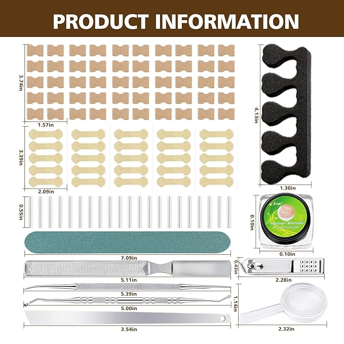 Ingrown Toenail Corrector Kit with Magnifier and Correction Strips, Professional Ingrown Toenail Treatment Tools Set, Safe and Effective Nail Care for Home Use