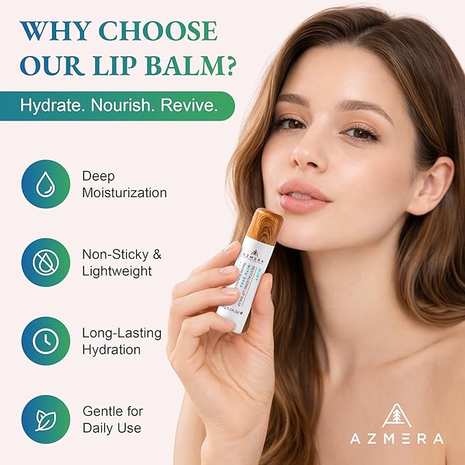 Azmera Mint Lip Balm - Organic Shea Butter from Ghana Chapstick for Dry Chapped Lips - Refreshing Mint Lip Moisturizer - Made in USA - 6g Stick