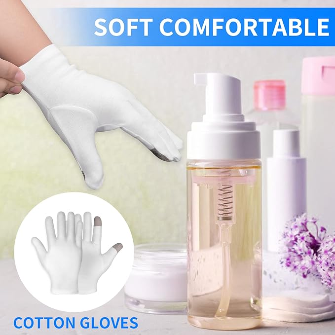 Sibba 2 Pairs Moisturizing Gloves and Socks Touch Screen Moisturizing Gloves for Overnight Bedtime Heal Eczema Sleeping Lotion Hand Spa Treatment Gloves Socks Repair Rough Cracked Dry Chapped Skin