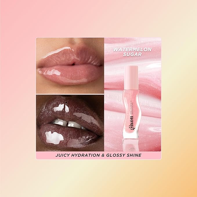 Gisou Honey Infused Hydrating Lip Oil, Nourishing Lip Moisturizer for Dry Lips (Watermelon Sugar)
