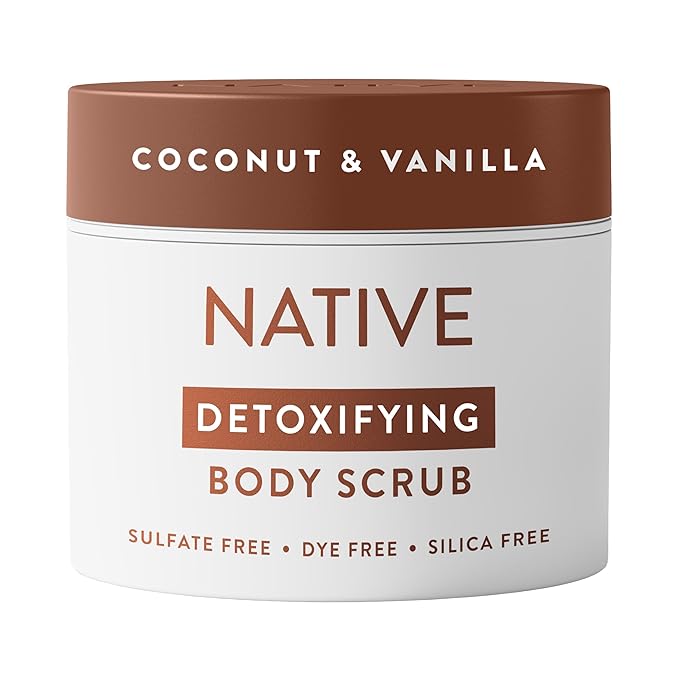 Native Body Scrub, Coconut & Vanilla, Exfoliating and Detoxifying for Soft Skin, Sulfate Free, 12 oz