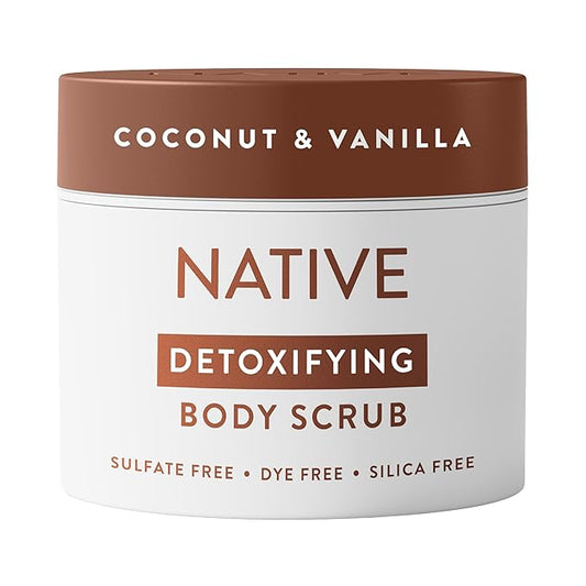 Native Body Scrub, Coconut & Vanilla, Exfoliating and Detoxifying for Soft Skin, Sulfate Free, 12 oz