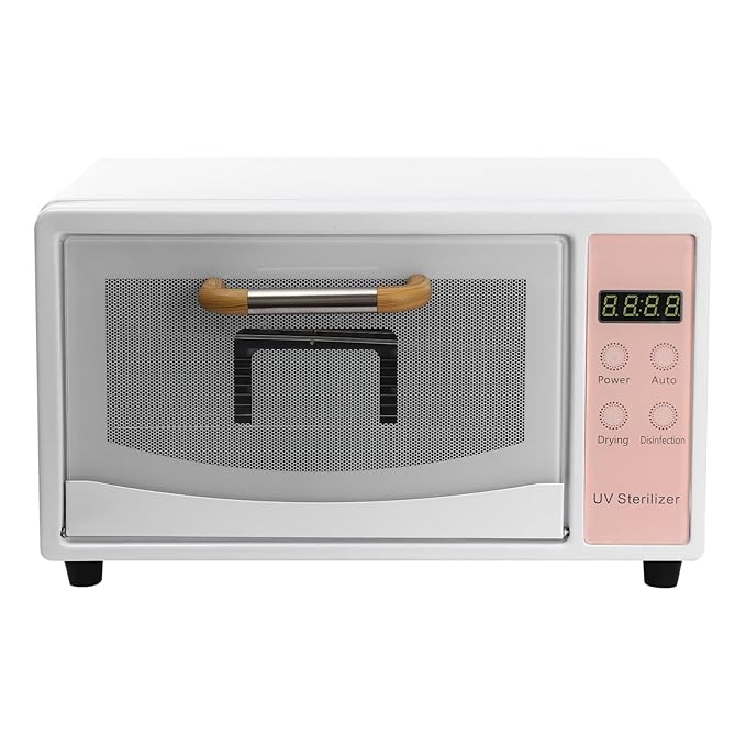 10L Nail Tool Cleaning Machine, High Capacity Nail Care Tools Drying Box Multi-Functional Manicure Tool Cleaning Cabinet for Home Use, Barbers, Beauty Salons, and Spas (White+Pink)