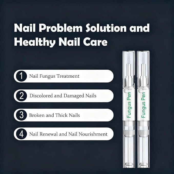Nail Repair Pen, Extra Strength Nail Repair and Renew Discolored, Damaged, Broken and Thick Nails Toenails, Tea Tree Oil, Honey, Natural Formula, For Healthy Nails- 2PCS