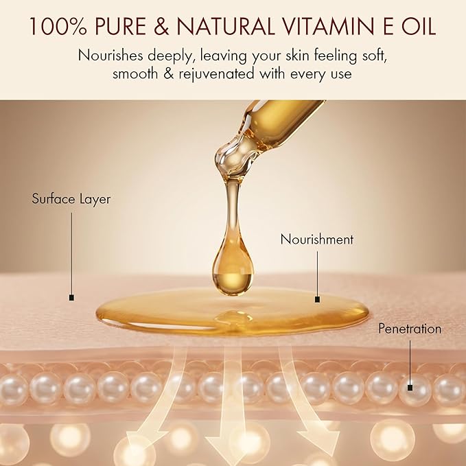 Majestic Pure Vitamin E Oil 8 Oz Vitamin E oil for Skin, Face Oil, Hair Oil and Body Oil- 100% Pure and Natural, 20,000 IU- Cold Pressed Hexane Free Non-GMO Gluten Free Formula
