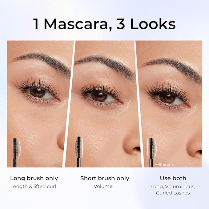 SACE LADY Waterproof Mascara, All-in-Lash Mascara Volume and Length Eyelashes, Smudge-proof and Sweat-proof, Long Lasting Curl, Natrual Black Eye Makeup Christmas Gift for Women