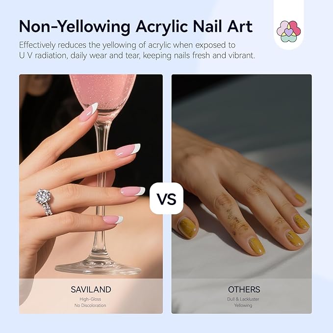 SAVILAND Monomer Acrylic Nail Liquid: 4.06 fl oz MMA-Free Acrylic Liquid Monomer with #12 Brush for Beginners, DIY Nail Art Extensions 3D Sculpting Non-Yellowing Low-Odor Formula for Home or Salon