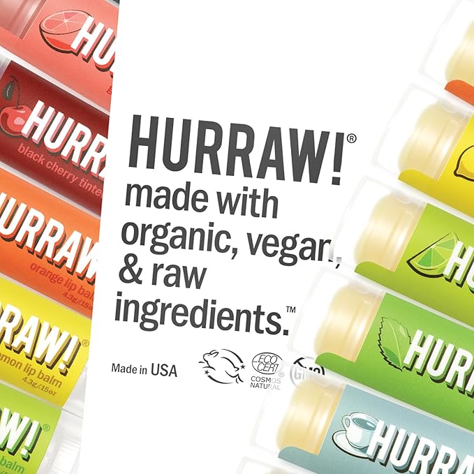 Hurraw! Coconut, Mint, Lemongrass (Pitta) Lip Balm, 3 Pack: Organic, Certified Vegan, Cruelty and Gluten Free. Non-GMO, 100% Natural Ingredients. Bee, Shea, Soy and Palm Free. Made in USA