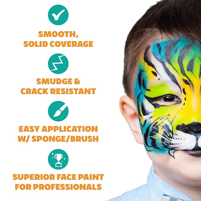 Kraze FX Dome Stroke - Poppy Field by Linnea (25 gm), Professional 1-Stroke Split Cake, Hypoallergenic, Non-Toxic, Water Activated Face & Body Painting Makeup Supplies for Kids Safe Adults