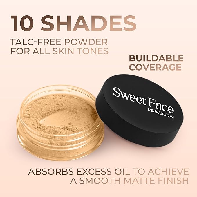 DEEP TAN FOUNDATION (5g Sample Size Jar) – Mineral Loose Powder Makeup – Matte Finish, Buildable Natural Coverage for Deep Tan Skin – Sweet Face Minerals, SPF 30