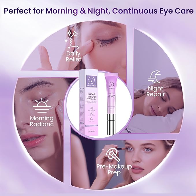 Doracome Caffeine & Retinol Under Eye Serum – Dermatologist-Tested, Fast Absorbing, Correction for Puffy Eye Bags Fine Lines Dark Circles Wrinkles While Providing Moisturizing Care
