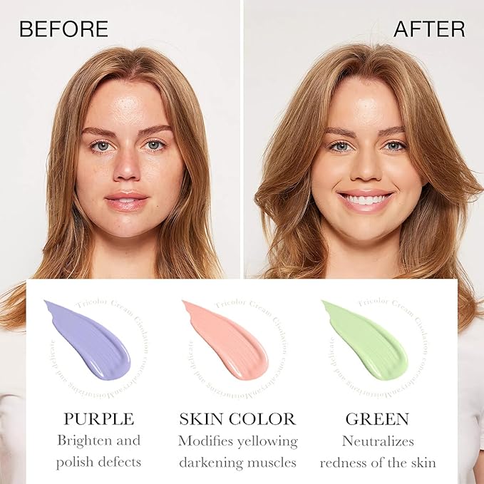 3 In 1 Primer for Face Before Makeup, Face Tinted Moisturizer Sunscreen Isolation Cream,SPF 50,One Step Color Corrector Primer, Makeup Primer Oil Control & Concealer Skin Tone Correcting,Radiance Skin