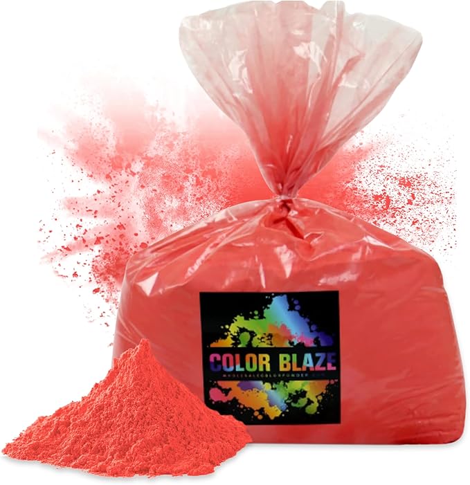 Color Blaze Holi Colored Powder - 5 lbs of Red Powdered Color - for Fun Runs, Color Toss, Rangoli, Powder War, Backyard Party & Festivals - Pack of 1 Colorful Bag - 5 Pounds in Bulk - Red