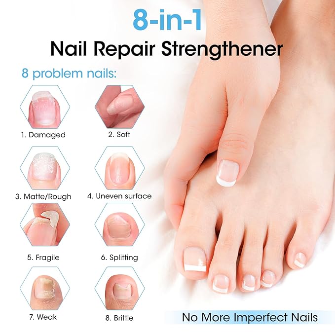 GELLEN Nail Strengthener Ocean Scent, 8-In-1 Pro Care Nail Repair Growth Serum for Thin Damaged Nails, Air Dry Clear Finish, Non-Polish, Keratin Calcium Nourishes Strengthens & Growth