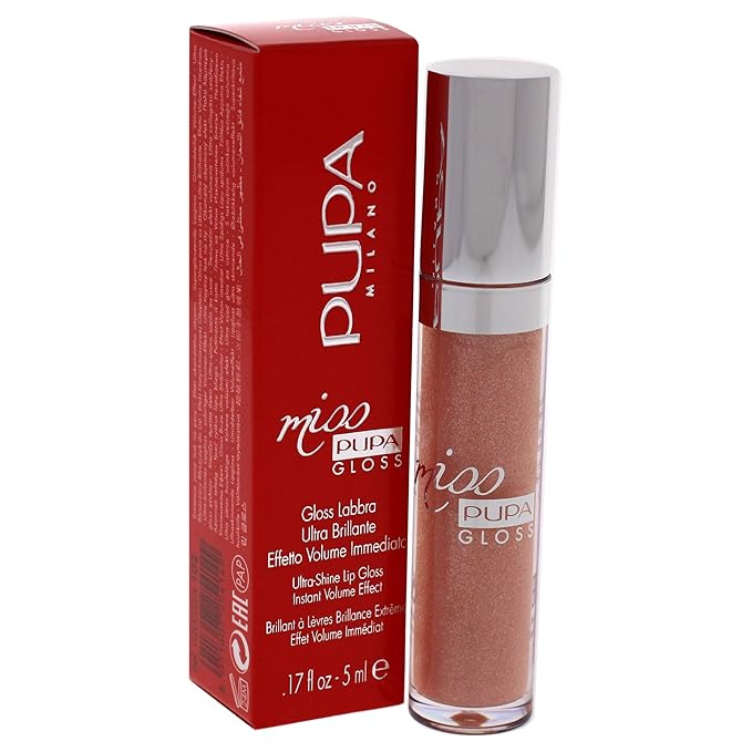 PUPA Milano Miss PUPA Milano Lip Gloss - Shiny, Smooth, Plump - Soft, Innovative Gel Texture - Glides Smoothly On The Lips - For A Moisturizing And Volume Enhancing Effect - 102 Sexy Skin - 0.17 OZ