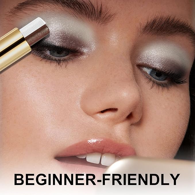 Boobeen Waterproof Eyeshadow Stick, 2-Color Shimmer Eye Makeup, All Day Wear, Silky Smooth & Beginner-Friendly Eye Shadow