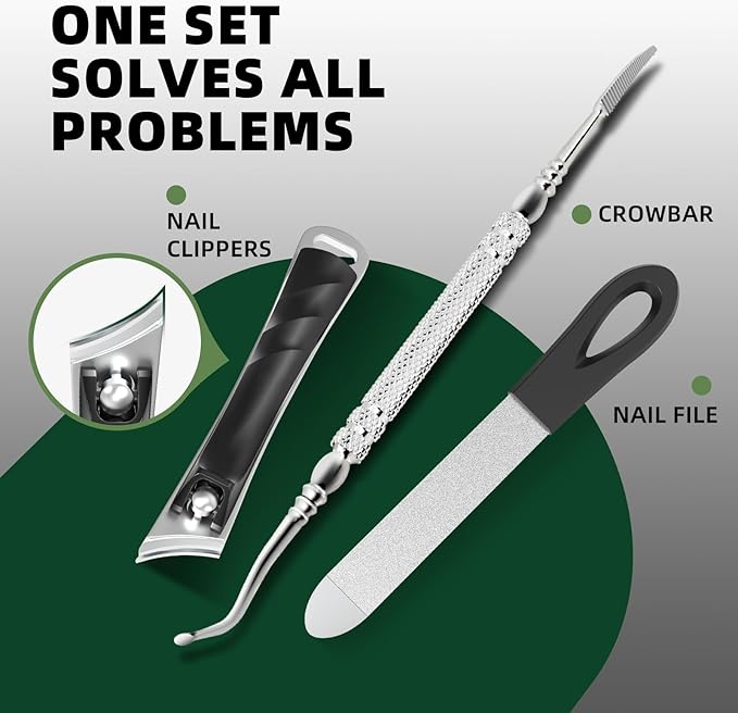 Toenail Clippers for Thick Toenails for Seniors, Angled Head Large Toe Nail Clippers for Thick Nails for Men, Heavy Duty Ingrown Toenail Clippers with Wide Jaw, Sharp Slanted Nail Cutter Black