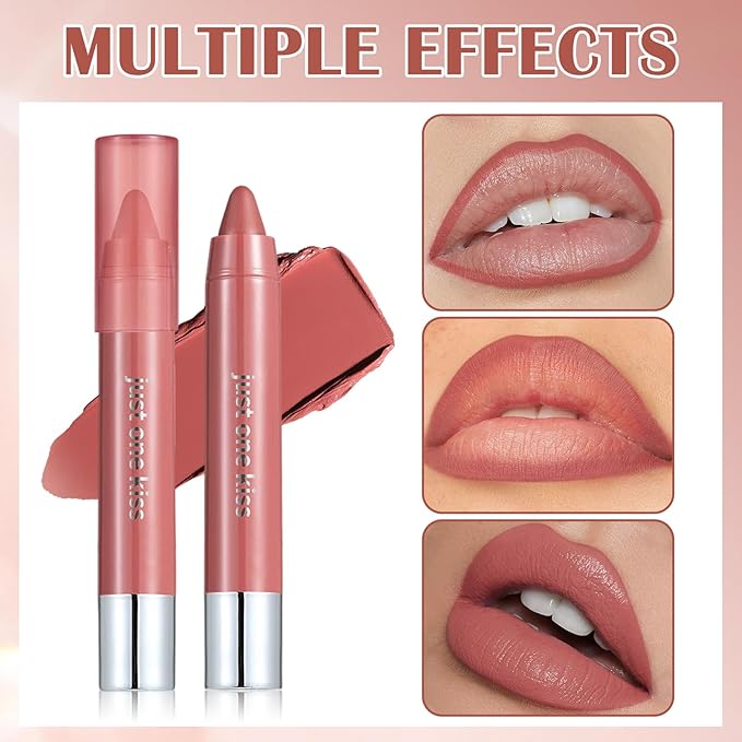 Hydrating Lipstick Cream Lip Crayon, Moisturizing Long-lasting Waterproof Stick for Women, High-Pigment Smooth Lip Liner & Tinted Lip Balm in One, Buildable Color with Natural Gloss Finish, 12