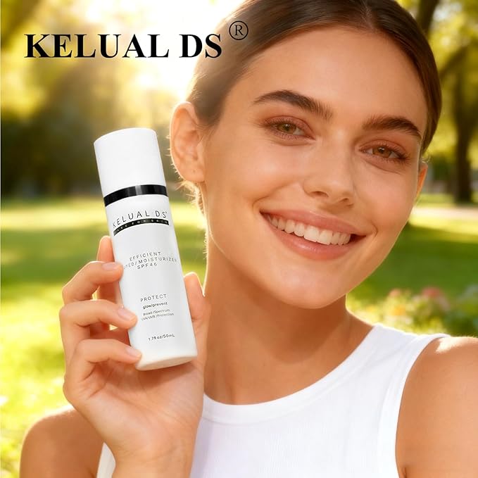 KELUAL DS Anti-Aging Tinted Face Moisturizer & Sheer Face Sunscreen SPF 46, Hydrating Skin Care & Sunscreen Moisturizer,1.7OZ/50ML