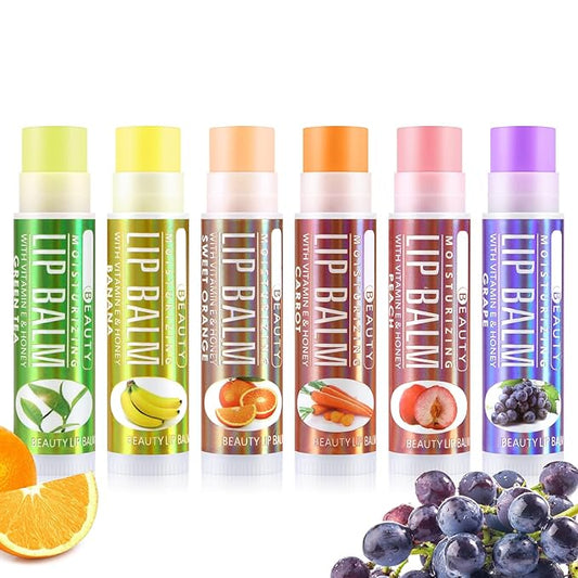 Boobeen Lip Balm Stick, Hydrating Lip Balm Cream for Dry Cracked Lips, Moisturizing Colorless Lipstick for Lip Care Soothing and Fade lip lines, 6 Pack