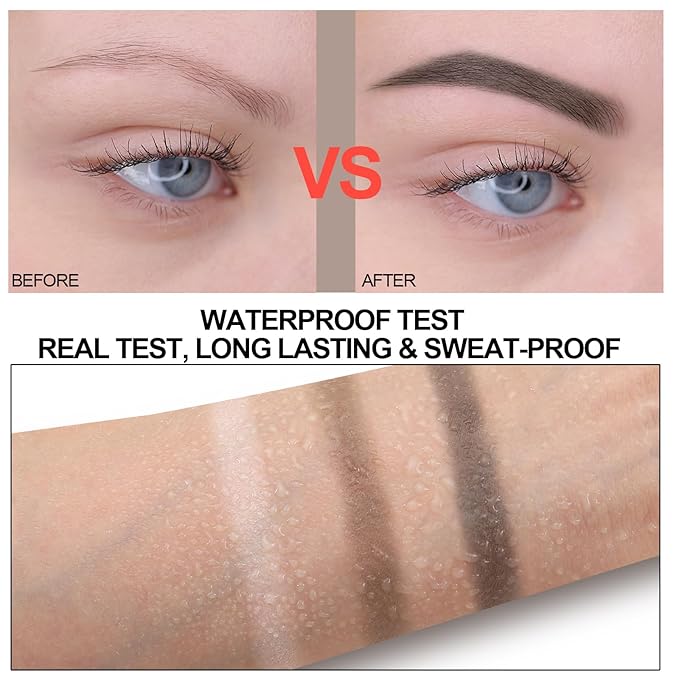 GEUUFEA 3 Colors Eyebrow Makeup Kit, Professional Brow Contour Palette, Waterproof Long-lasting Eyebrow Filler Powder with Mirror & Brow Brush