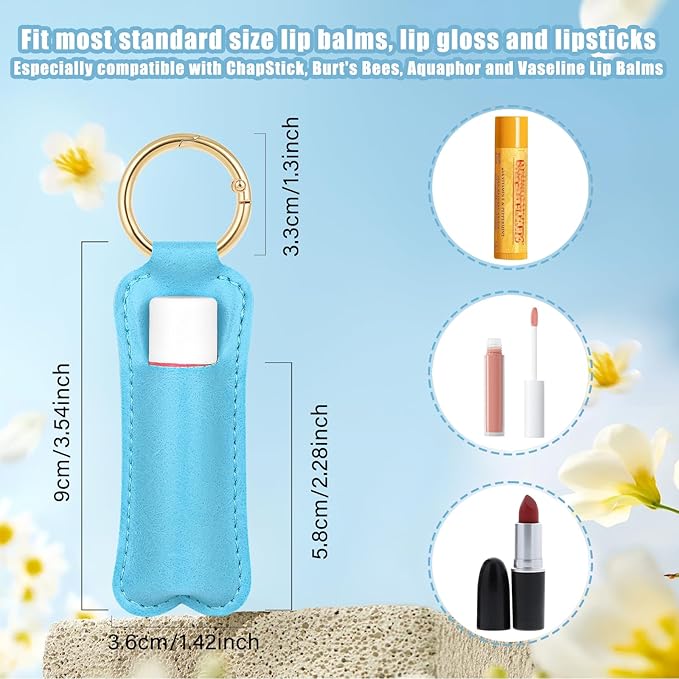 WK IEASON Lip Balm Holder for Chapstick Lipstick Sleeve Keychain,Small Christmas Gifts Stocking Stuffers for Teen Girls Women