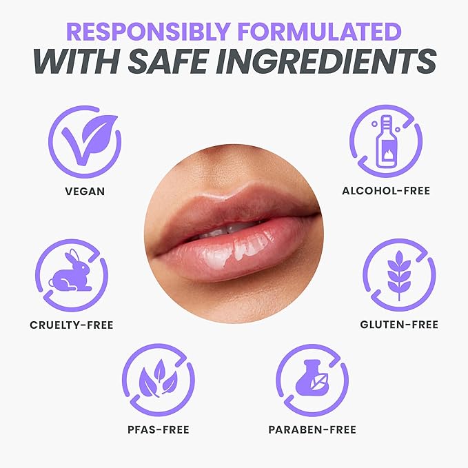 Wonderskin Lip Oil - Lip Rehab Serum Oil, Hydrating and Moisturizing Clear Serum for Dry Lips - Natural, Vegan and Non-sticky (Clear)