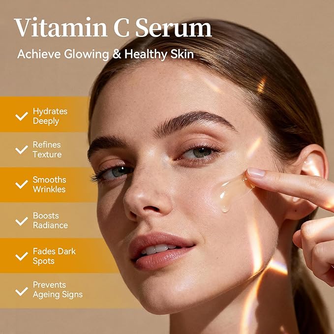 Vitamin C Serum for Face, 20% Natural Vitamin C Facial Serum with Sodium Hyaluronat Vitamin E, Anti Aging & Wrinkle Face Serum for Dark Spots & Fine Lines, All Type Skin Care 1 fl.oz+0.05 fl.oz x 10e
