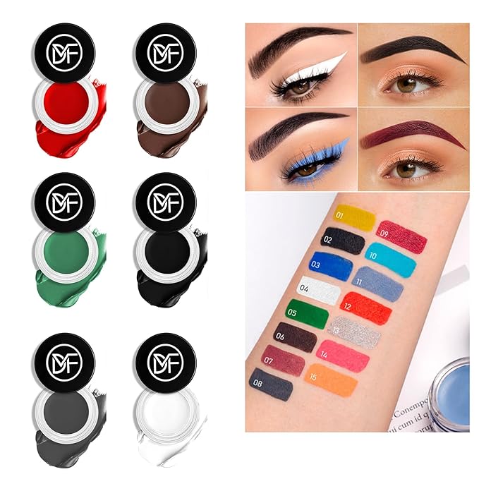 Eyeliner Gel Set,Long Lasting Waterproof High-Intensity Pigments Smudge-Proof Eye liner Makeup With 5.51 IN Long Eyeliner Brush Water-Resistant Creamy Gel 5G-White