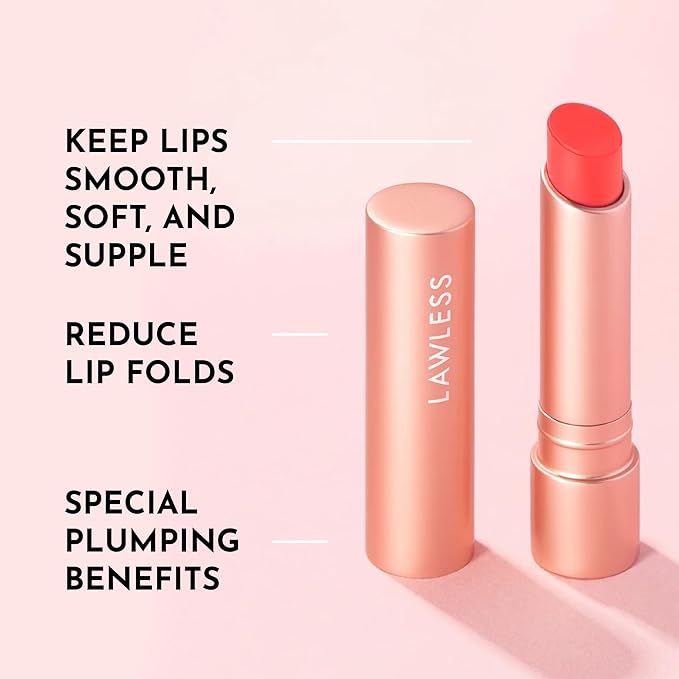 LAWLESS Women's Forget the Filler Lip Plumping Line Smoothing Tinted Balm, Cherry Vanilla, Red, 0.09 Ounce
