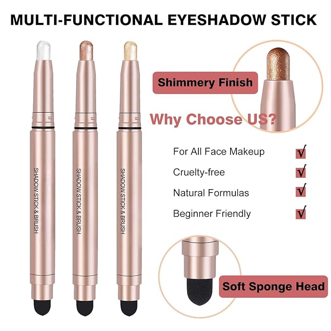 Eyeshadow Stick Makeup, Highlighter Cream Eye Shadow Pencil, Waterproof Hypoallergenic Long Lasting Matte Crayon, Glitter Primer Palette Shimmer Eyeliner Pen, Clove Shimmer