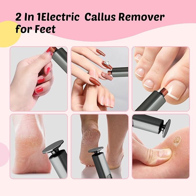 Dolcevitae Electric Foot Callus Remover & Nail File - Electric Callus Remover for Feet, 9 Adjustable Speeds, 1800mAh Rechargeable, Portable Aluminum Body w/Type-C Charging for Home & Travel (Black)