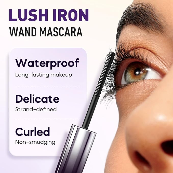 Iron Wand Mascara, Metal Wand Mascara Black Washable Metal Mascaras, Waterproof Long-Lasting 3D Curling Eyelash Iron Mascaras with No Flaking (Brown)