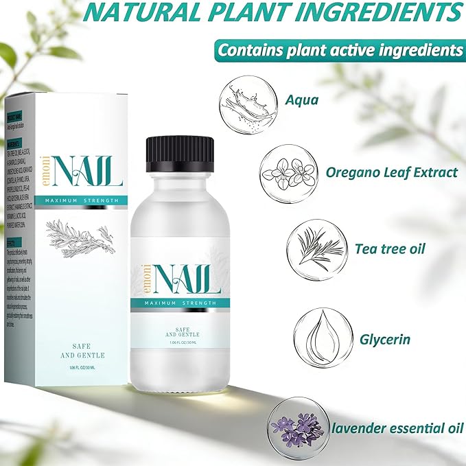 BONSWELL Emoninail Extra Strength Toenail Treatment, Nail Solution with Tea Tree Oil for Weak & Damaged Nails, Toenail Care Repair Solution, 1.06 oz
