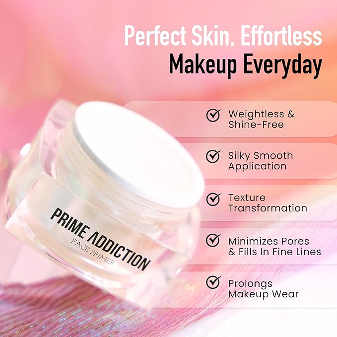 Frankie Rose Cosmetics Prime Addiction Face Primer – Pore-Minimizing, Hydrating Makeup Primer – Perfect for Dry, Sensitive, Combination, Normal & Oily Skin - 1.05 oz.