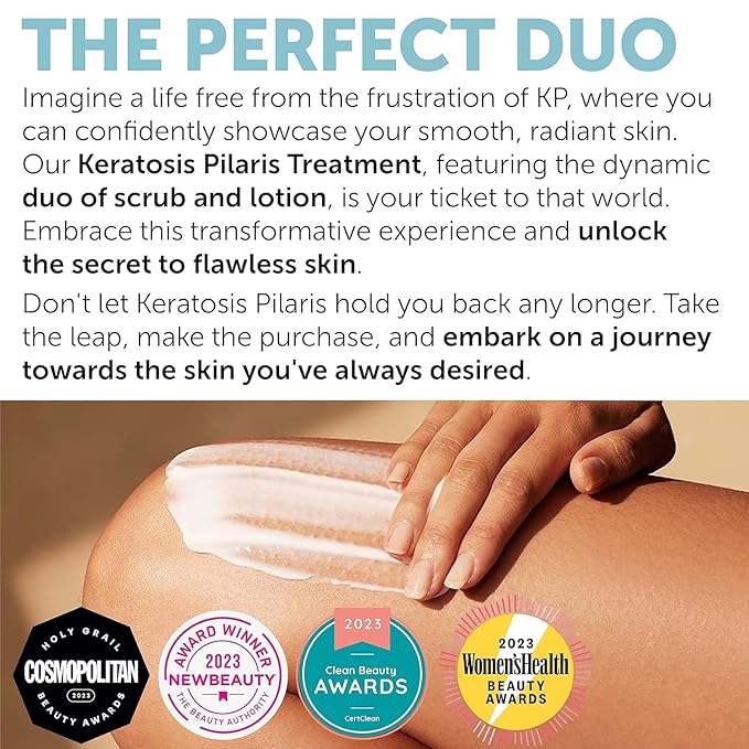 KP Bump Eraser Body Set with 10% AHA | Keratosis Pilaris Treatment | Keratosis Pilaris Lotion | Exfoliating Body Scrub | Ingrown Hair Treatment | Bundle Set for Bump, Strawberry Legs, Redness, Dryness