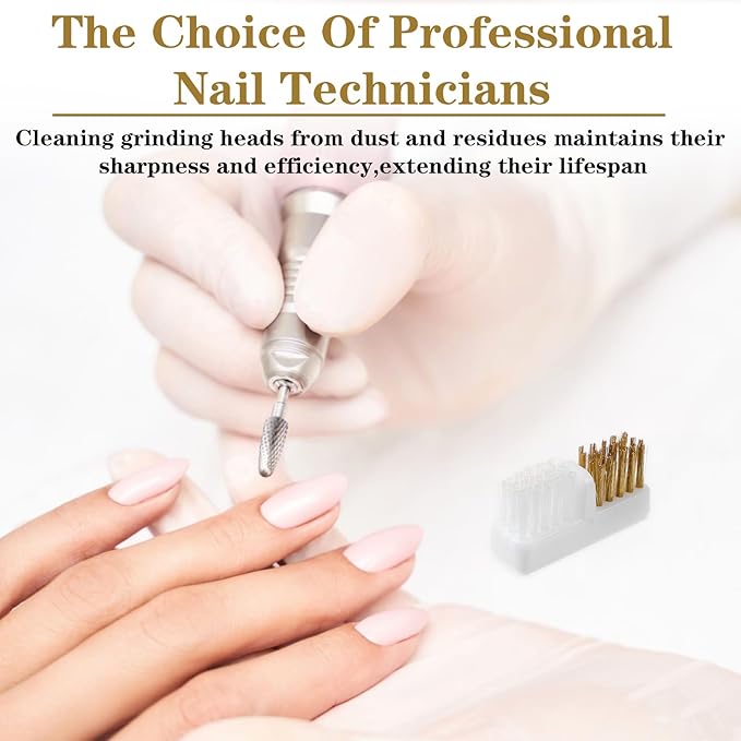 Shimmeroo 10Pcs Nail Cleaner Brush, Nail Drill Bit Wire Cleaner Brush, Nails Art Cleaning Tool Set for Salon and Home Use, Toenail Polish Cleaning Brush