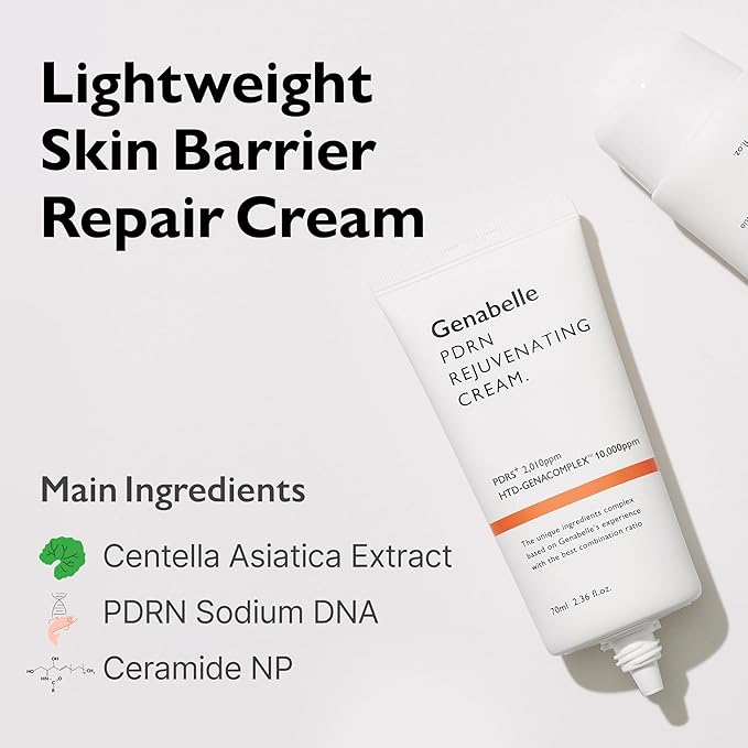 Genabelle PDRN Rejuvenating Cream - Lightweight Moisturizer with Original PDRN, CICA, Hyaluronic Acid - Nourishing, Hydrating, and Soothing Formula - 2.36 fl.oz
