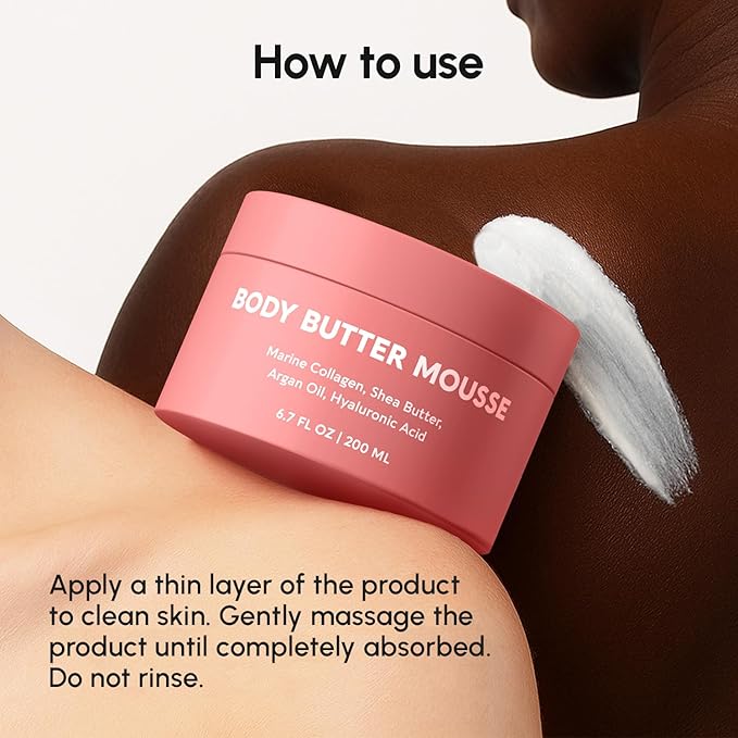 MAREE Moisturizer Body Butter Cream - Whipped Body Butter for Women Smell Good - Facial Moisturizer for Dry Skin - Face Hand Body Cream for Women & Men with Marine Collagen, Shea Butter & Argan Oil