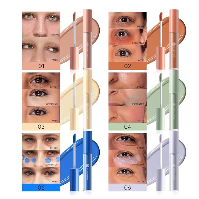 YOUNG VISION Dark Brown Color Correcting Concealer Corrector, Long Lasting Brightening Full Coverage Weightless All-Day Liquid Concealer, Natural Coverage, Ideal for Fair to Light Skin