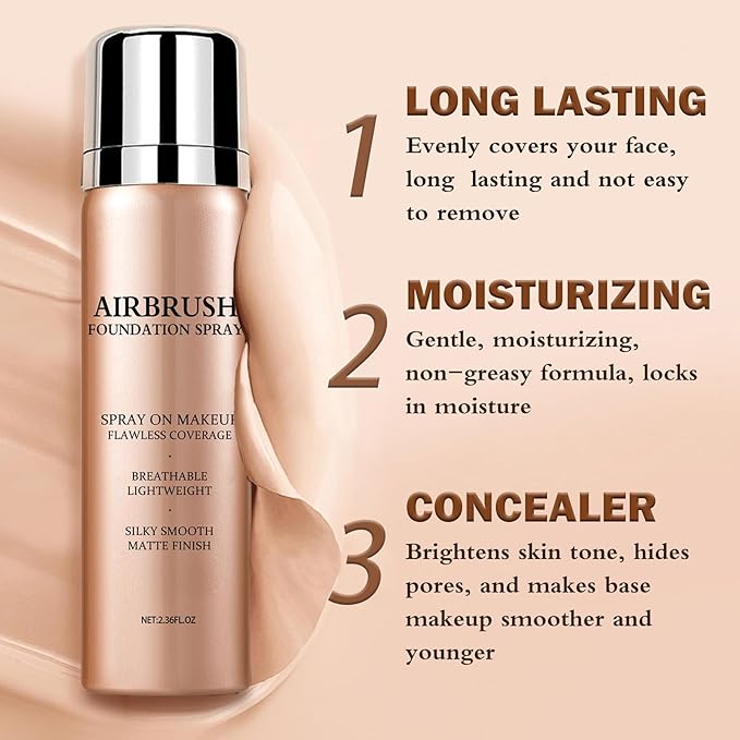 Air Brush Makeup Foundation,Magic Minerals Airbrush Foundation Makeup,Silk Flawless,Buildable Coverage,Moisturizing Formula for Smooth Radiant Skin (06 Light Medium)