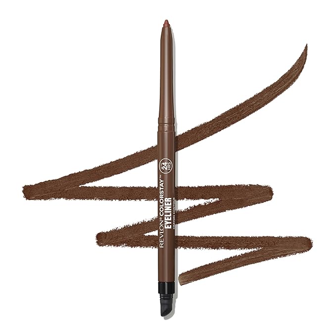 Revlon ColorStay Pencil Waterproof Eyeliner, Smudge-Proof, Eye Makeup with Built-In Sharpener, Stocking Stuffer for Women, 203 Brown, 0.01 oz