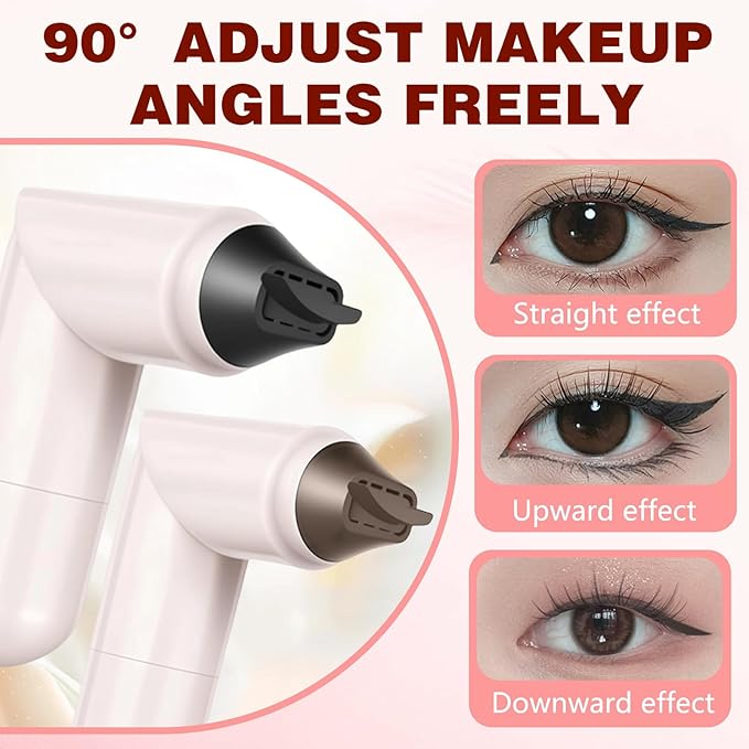 2 Pcs Gel Eyeliner Pencil Set, 2025 New Foldable Eyeliner Stamp for Perfect Wings, Waterproof Eyeliners Tool, Smudge Proof Eyeliners Pen for Beginners (Black + Brown)